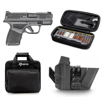 SPRINGFIELD ARMORY Hellcat 3in Micro-Compact 9mm Pistol with GRITR IWB EDC LH Kydex Gun Holster for Springfield Hellcat, GRITR Multi-Caliber Gun Cleaning Kit and GRITR Soft Black Pistol Case