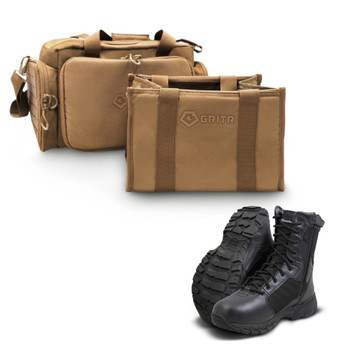 GRITR Tactical Tan Range Bag with SMITH & WESSON FOOTWEAR Men's Breach 2.0 8in Side Zip Black 12.5 W Boots