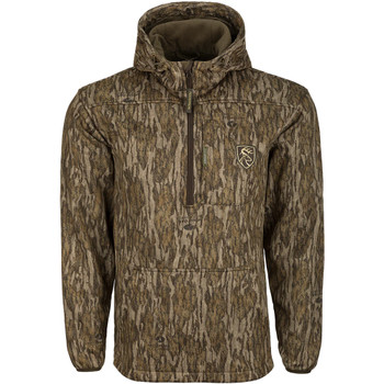 DRAKE Men's Midweight Endurance Mossy Oak Bottomland 1/4 Zip Jacket with Kangaroo Pouch (DNT3030-MEN-006)