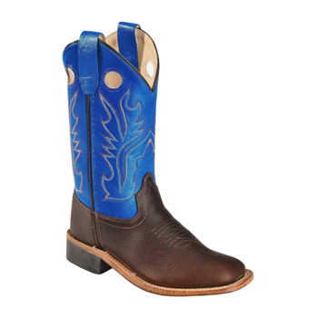 OLD WEST Youth's Thunder Oil Rust and Blue Broad Square Toe Boots (BSY1840)