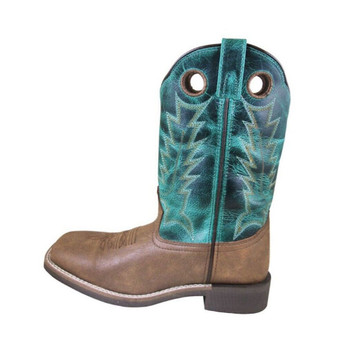 SMOKY MOUNTAIN BOOTS Women's Tracie Brown Distress/Turquoise Leather Cowboy Boots (6223)