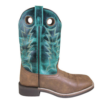 SMOKY MOUNTAIN BOOTS Women's Tracie Brown Distress/Turquoise Leather Cowboy Boots (6223)