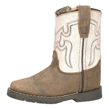 SMOKY MOUNTAIN BOOTS Kid's Autry Brown Distress/Antique White  Leather Western Boots (3109T)