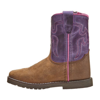 SMOKY MOUNTAIN BOOTS Toddler Girls Autry Brown Distress/Purple Leather Western Boots (3123T)