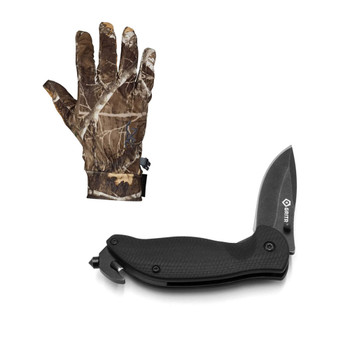 BROWNING Riser-FM XL Realtree Edge Gloves and GRITR Quest EDC Rescue Multi-Functional Folding Knife