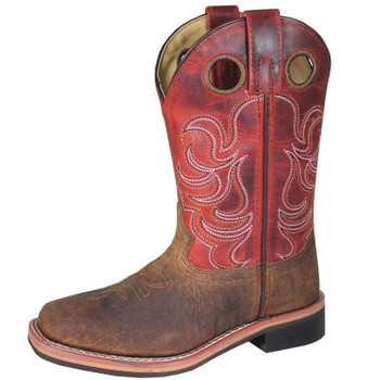 SMOKY MOUNTAIN BOOTS Youth Boys Jesse Brown/Burnt Apple Leather Cowboy Boots (3919Y)