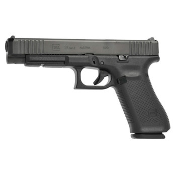 GLOCK G34 Gen5 Competition MOS 9mm 5.31in 3x 17rd Mags Semi-Automatic Pistol and TRIJICON Suppressor/Optic Height Sights for Glock Standard Frames, GRITR Soft Black Pistol Case
