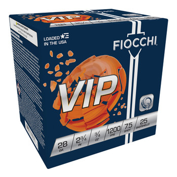 FIOCCHI VIP 28Ga 2.75in #7.5 Lead 25rd/Box Shotshell (28VIP75)