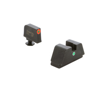 AMERIGLO I-Dot Green Tritium Orange Outline Front/Single Green Tritium Dot Rear Night Sight Set (GL-291)