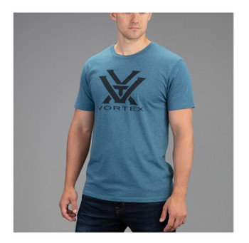 VORTEX Mens Core Steel Blue Heather Logo Short Sleeve T-Shirt (120-16-SBH)