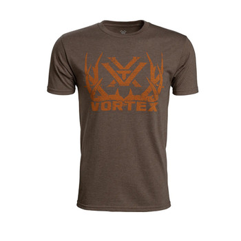 VORTEX Mens Full Tine Job Brown Heather Short Sleeve T-Shirt (219061-BRH)