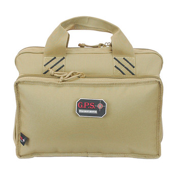 G*OUTDOORS Quad Pistol Tan Range Bag with Mag Storage and Dump Cup (GPS-1310PCT)