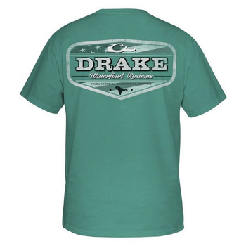 DRAKE Men's Blackout Badge Sea Blue Dark Heather T-Shirt (DT9590-SDH)