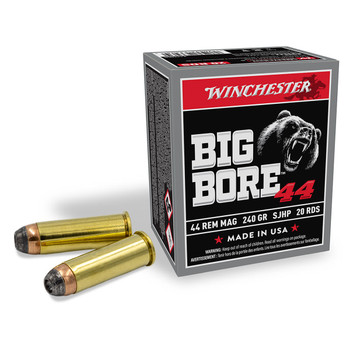 WINCHESTER AMMO Big Bore 44 Rem Mag 240gr Semi-Jacketed Hollow Point 20rd/Box Handgun Ammo (X44MBB)