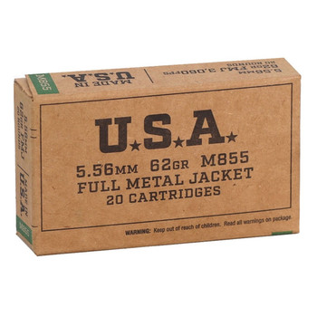 WINCHESTER AMMO 5.56x45mm NATO 62Gr FMJ 20rd Box Ammo (SGM855KW)