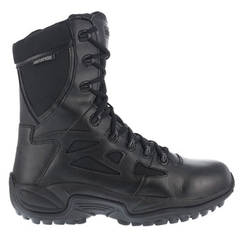 REEBOK Mens Rapid Response RB 8in Black Stealth Waterproof Boots with Side Zipper (RB8877)