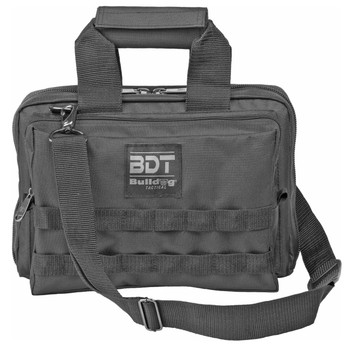 BULLDOG CASES Deluxe Black 2 Pistol Range Bag w/ Strap & MOLLE (BDT917B)