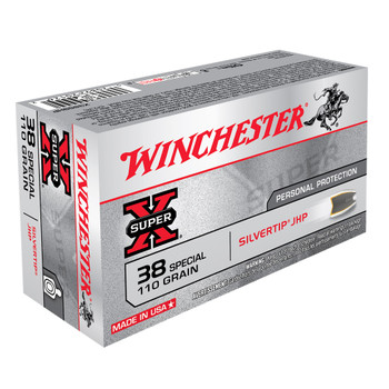 WINCHESTER Super-X 38 Special 110Gr Silvertip Hollow Point 50/500 Ammo (X38S9HP)