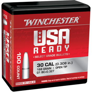 WINCHESTER AMMO .308 Caliber 168gr Open Tip Range 100 Bullets (WBR30168)