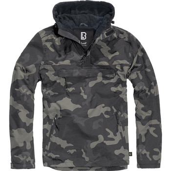 BRANDIT INDIVIDUAL WEAR Men's Windbreaker Camo Fleece-Lined Quarter Zip Dark Pullover (3001-12004)