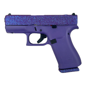 GLOCK 43X MOS GlitterGunz 9mm 3.41in 10rd Voodoo Purple Glitter Pistol (PX4350201FRMOSVOGG)