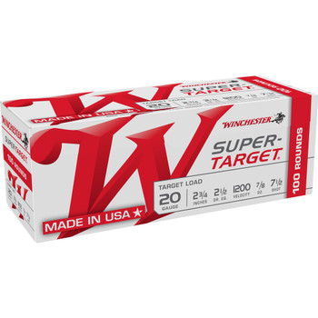 WINCHESTER AMMO Super Target 20Ga 7/8oz 2.75in #7.5 100rd Box Shotshells (TRGT207VP)