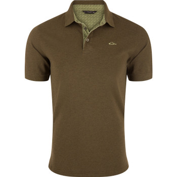 DRAKE Men's Pique Logo Kalamata Olive Heather Polo (DS4090-KMO)