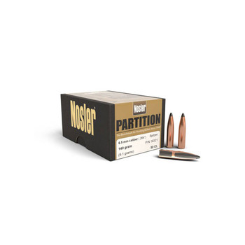 NOSLER Partition 6.5mm .264" 140Gr Spitzer 50rd Box Rifle Bullets (16321)