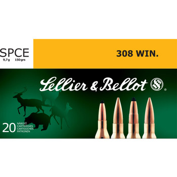 SELLIER & BELLOT 308 Win. 150 Grain SPCE Ammo, 20 Round Box (SB308D)