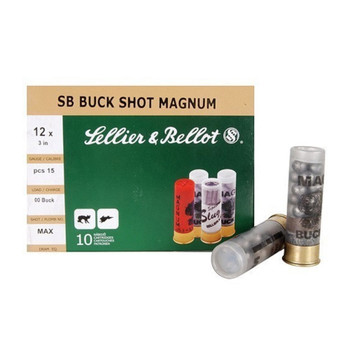 SELLIER & BELLOT 12 Gauge 3in 00 Buckshot Ammo, 10 Round Box (SB12BSA)