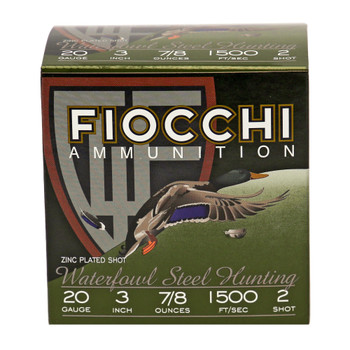 FIOCCHI Waterfowl Steel Hunting 20Ga 3in 25rd Box Shotshell (203ST2)