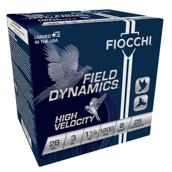 FIOCCHI Field Dynamics Hi Velocity 28Ga 3in #8 Lead 25rd/Box Shotshell (283HV8)