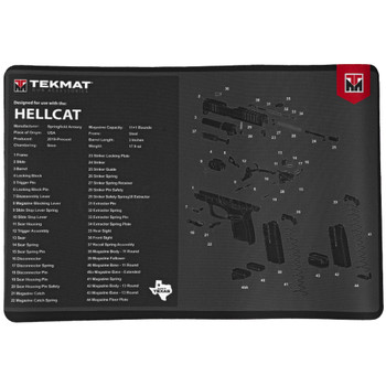TekMat Original Mat, Springfield Hellcat, Cleaning Mat, Thermoplastic Surface Protects Gun From Scratching, 1/8" Thick, 11"x17", Tube Packaging, Black TEK-R17-HELLCAT