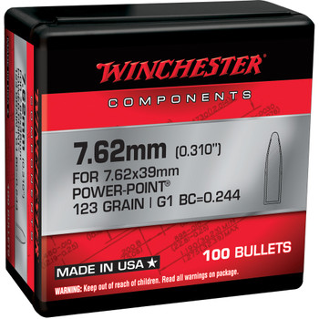 WINCHESTER AMMO 7.62x39mm 123Gr 100rd Power Point Reloading Bullets (WB762P123X)