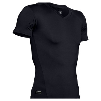 UNDER ARMOUR Men's Tactical HeatGear Compression Black/Clear Medium V-Neck T-Shirt (1216010-001-MD)