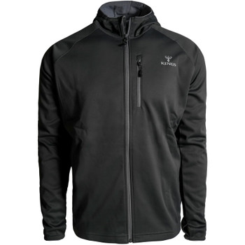 KINGS CAMO Men's Hunter Black Grid Fleece Full Zip Hoodie (KCM1412-BLK)