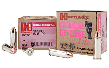 HORNADY Critical Defense 38 Special Lite 90 Grain FTX Ammo, 25 Round Box (90300)