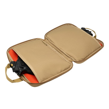 GRITR Double Handgun Sleeve - Soft Gun Case with ID Patch & Lockable Zippers, Tan