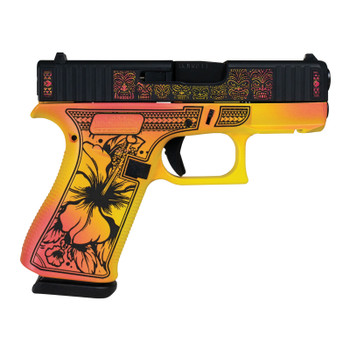 GLOCK Shark Coast Tactical 43X Hawaiian 9mm 3.4in 10rd Yellow/Black Double-Action Pistol (300238030020)
