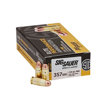 SIG SAUER Elite Performance 357 Sig 125 Grain FMJ Ammo 50 Round Box (E357B1-50)