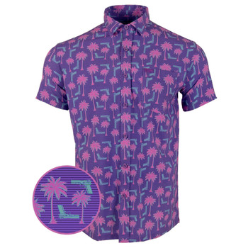 RETRO RIFLE Rising Palm Purple Button Down Shirt, Large (RISINGPALMPURPLE-L)