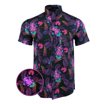 RETRO RIFLE Tropics Purple Button Down Shirt, Medium (TROPICSPURPLE-M)