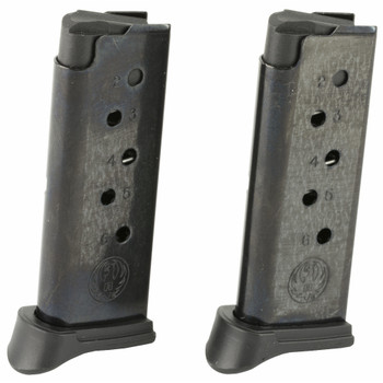 RUGER 2-Pack LCP 380 ACP 6rd Pistol Magazine w/ Finger Rest Extension (90643)