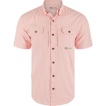 DRAKE Wingshooter Trey Pink Cross Hatch Short Sleeve Shirt (DS2625-SPN)