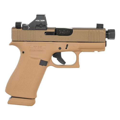 GLOCK G43X 9mm 3.41in 15rd Flat Dark Earth Semi-Automatic Pistol with Holosun HS407K X2 Red Dot Sight (UX4350204NR15ORNINO2)
