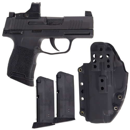SIG SAUER P365 TACPAC Romeo-RS 9mm 3.1in 3x 10rd Mags Manual Safety Striker-Fired Pistol with Holster (365-9-BXR3-TACPAC-RS-MS-10)