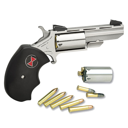 NORTH AMERICAN ARMS Black Widow 22LR/22WMR 2in 5rd Stainless Revolver with Fixed Sights (NAA-BWC)