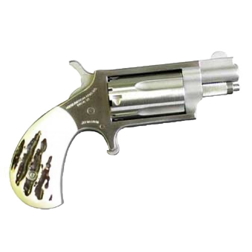 NORTH AMERICAN ARMS 22 Magnum 1.125in 5rd Imitation Stag Grips Stainless Mini Revolver (NAA-22MSGSTG)