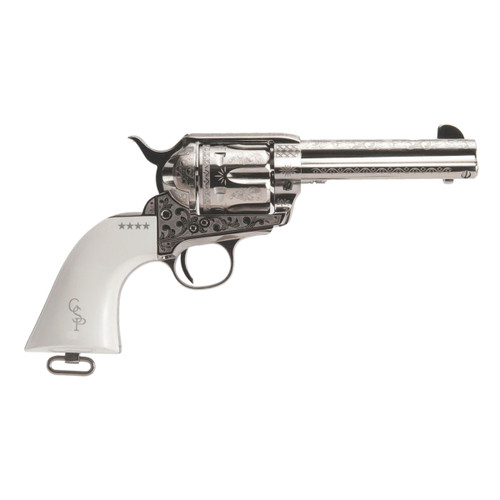 CIMARRON Frontier Patton .45LC 4.75in Pre-War Nickel Laser Engraving Revolver (PP410LNPT)