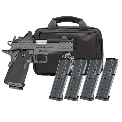 SPRINGFIELD ARMORY 1911 DS Prodigy Comp AOS 9mm 4.5in Black Pistol Gear Pac w/ Viridian RFX11, 3x 17rd/ 1x 20rd Mags, Range Bag (PH9117AOS-COMP-PAC)